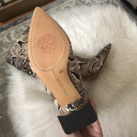Vince Camuto Ambie Multi Snake Pointed Toe Mid Shaft Slouch Block Heel Booties - Picture 10 of 15